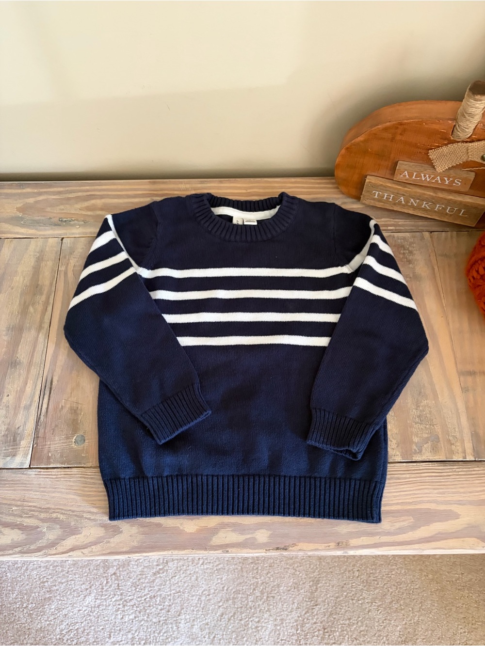 Janie & Jack Navy Stripe Crewneck Sweater🍂